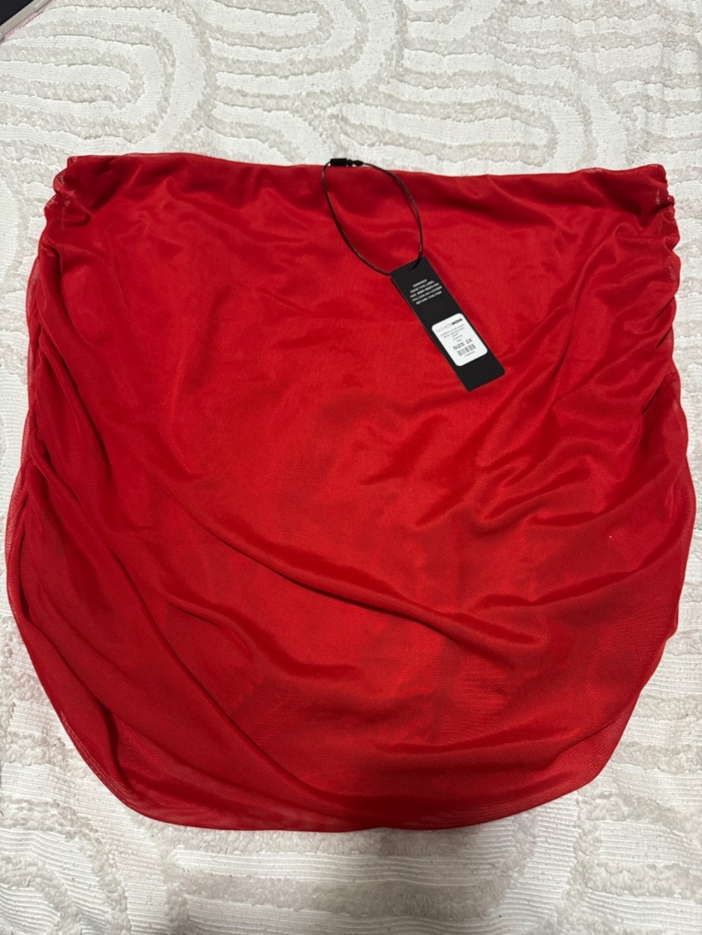 Fashion Nova Red Ruched Mesh Mini Skirt - 2X